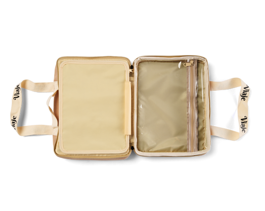 Large Neoprene Makeup Bag - Caramel Travel Cosmetic Organiser | VIAJE MAS