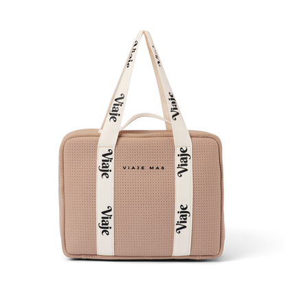 Large Neoprene Makeup Bag - Caramel Travel Cosmetic Organiser | VIAJE MAS