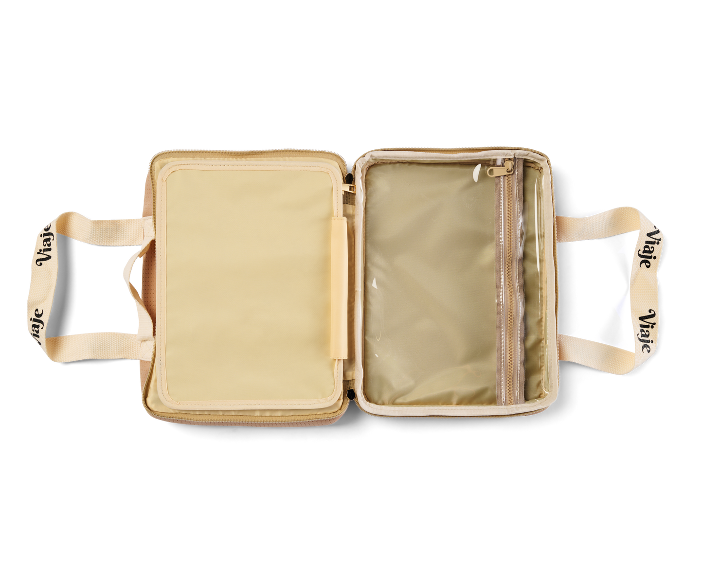 Large Neoprene Makeup Bag - Caramel Travel Cosmetic Organiser | VIAJE MAS