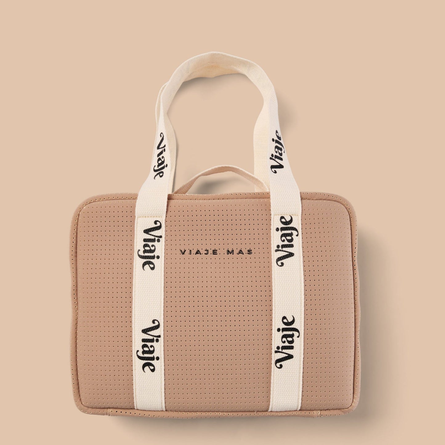 Large Neoprene Makeup Bag - Caramel Travel Cosmetic Organiser | VIAJE MAS