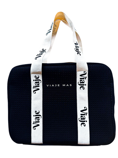 VIAJE MAS BLACK AND BEIGE MAKEUP TRAVEL BAG