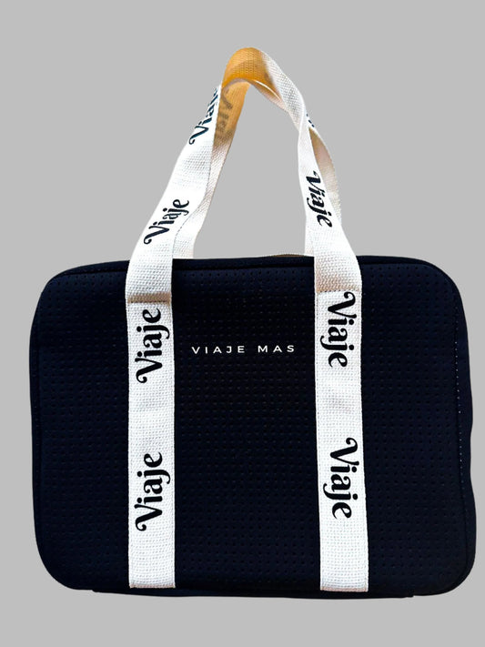 VIAJE MAS BLACK AND BEIGE MAKEUP TRAVEL BAG